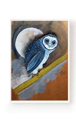 owl and fullmoon - Görsel 4