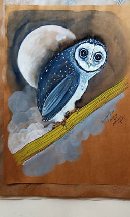 owl and fullmoon - Görsel 2