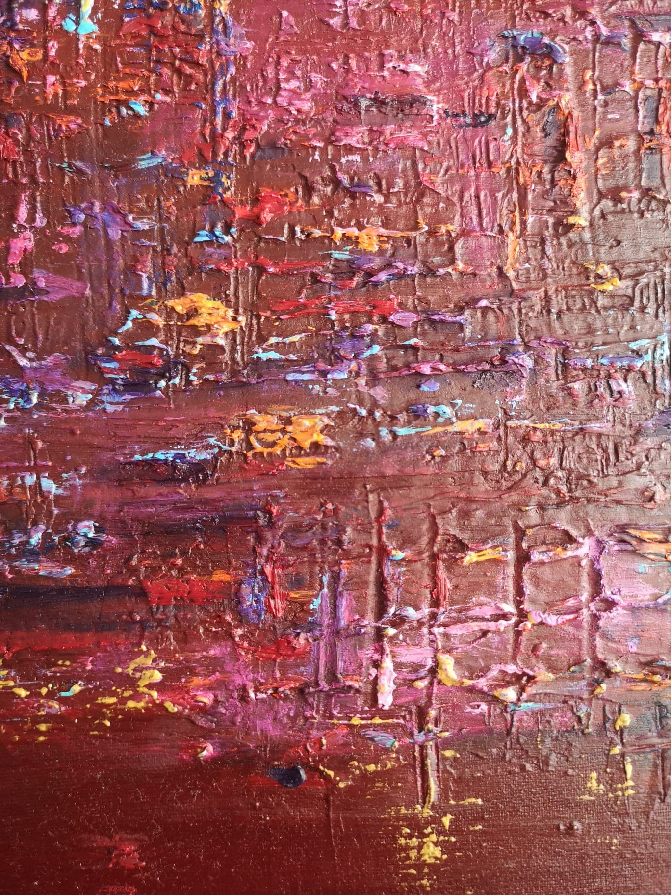 Kırmızı Soyut çalışma Yağlı boya 40x40 - Görsel 2