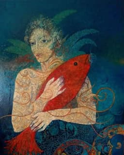 Kırmızı Balıklı Kadın - Görsel 1