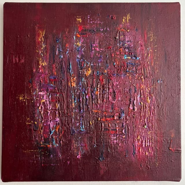 Kırmızı Soyut çalışma Yağlı boya 40x40