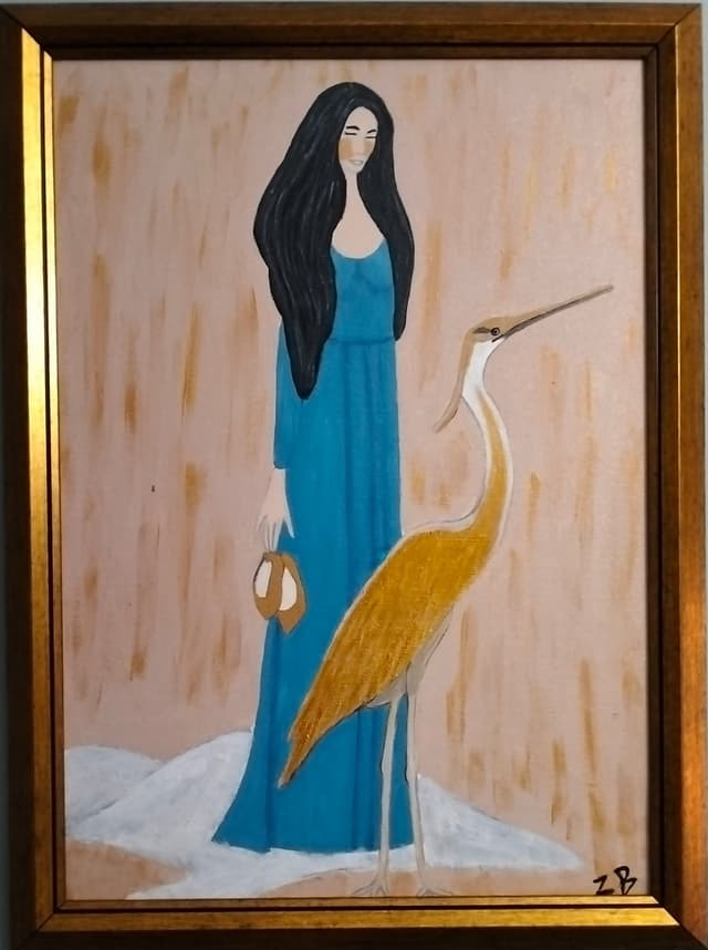 Kadın ve Balıkçıl.